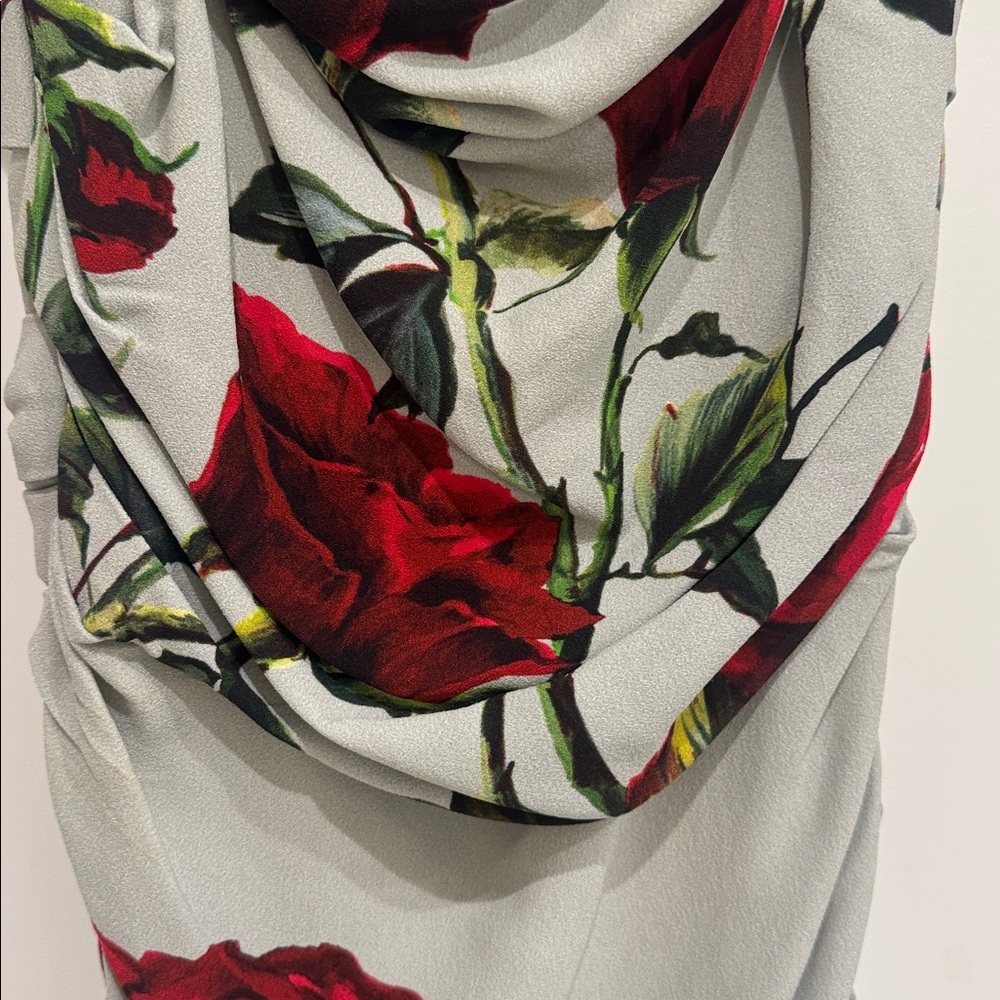 Dolce & Gabbana Floral-Print Ruched Midi Dress size 42 M US size 6 - Picture 8 of 16